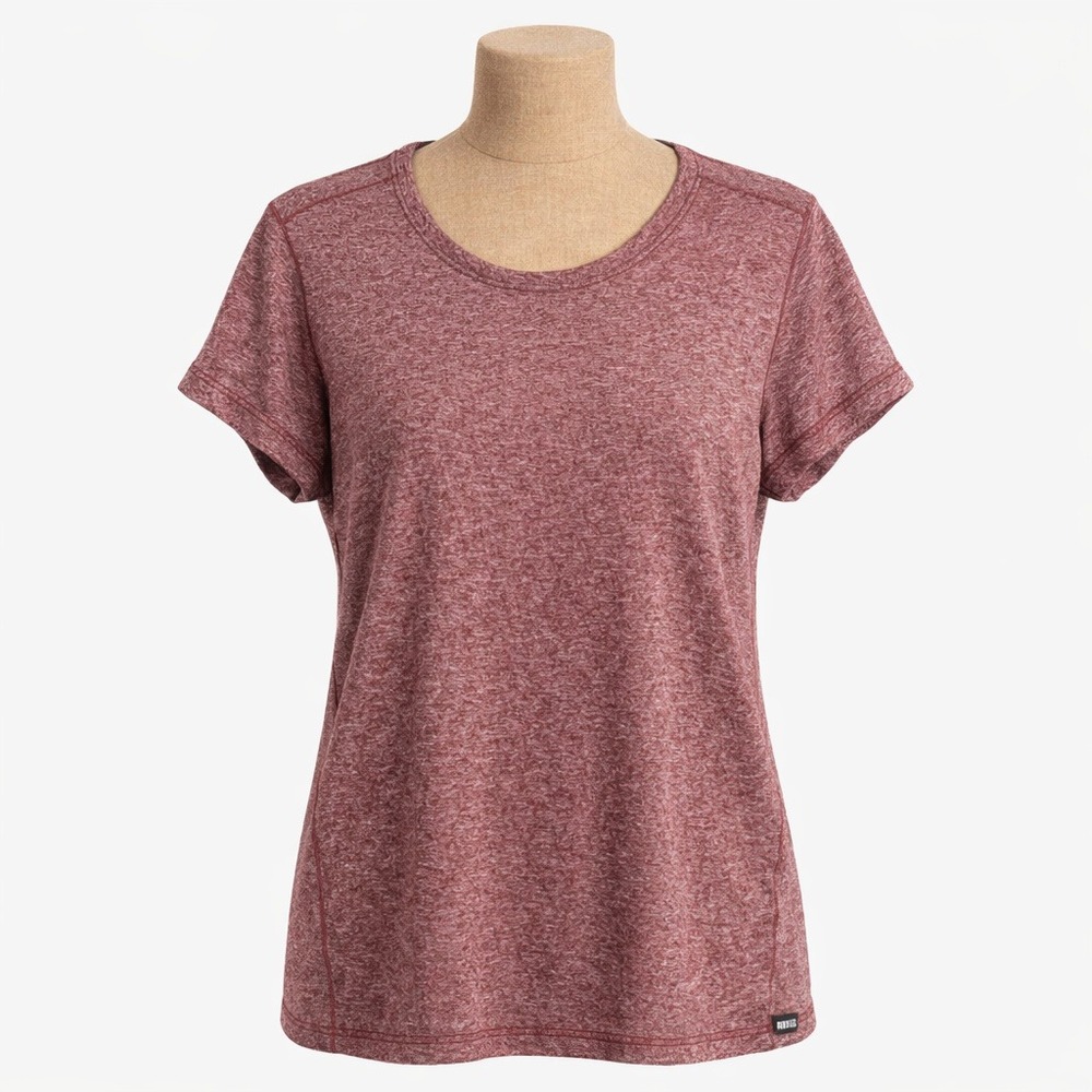 REI Co-op Womens M Maroon Heathered Short Sleeve Active Tee Shirt Hiking Outdoor